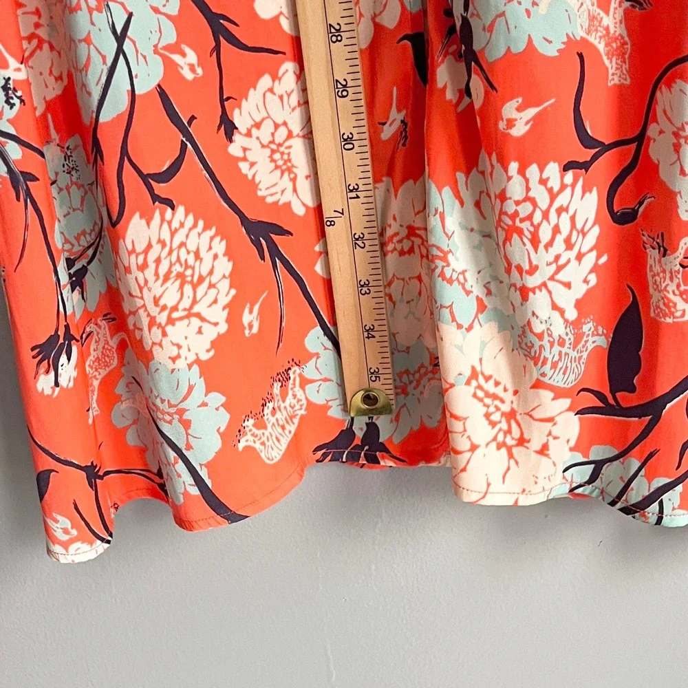 Free People‎ Sammy Button Down Maxi Skirt Orange White Front Slit Size 2